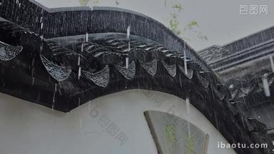 屋檐雨滴古风建筑雨天雨水雨景